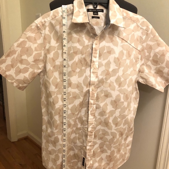 Men's Michael Kors Slim Fit Shirt w/Leaf Motif - Cotton Blend - Picture 8 of 16